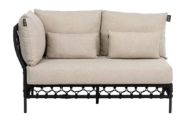 Loungebank Applebee Pure Sofa 141 Right Aluminium Rope Weaving Black Grey
