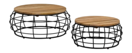 Loungetafel Applebee Pure Coffee Table Aluminium Teak Black Natural (Set van 2)