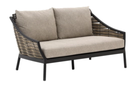 Loungebank Applebee Milou Sofa 145 Aluminium Biculair Weaving Black Nature Grey