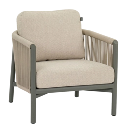 Loungestoel Applebee Bora Bora Lounge Chair 73 Aluminium Rope Weaving Taupe Oak