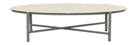 Loungetafel Applebee Bora Bora Coffee Table Oval 130 Aluminium Ceramic Glass Taupe Travetino White