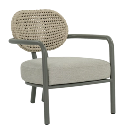 Loungestoel Applebee Lugano Lounge Chair 81 Aluminium Rope Taupe Mid Grey