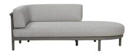 Loungebank Applebee Maui Chaise Longue Left 200 Aluminium Rope Taupe Mid Grey