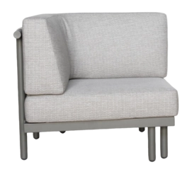 Loungebank Applebee Maui Corner Chair 85 Aluminium Rope Taupe Mid Grey