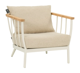 Loungestoel Applebee Condor Lounge Chair 80 Aluminium Teak Oyster Cotton Flower