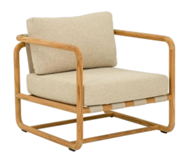 Loungestoel Applebee Dolce Lounge Chair 75 Teak Ecru Cotton Flower
