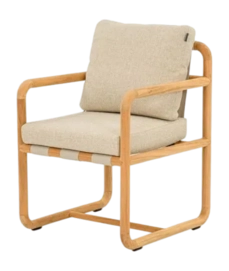 Tuinstoel Applebee Dolce Dining Armchair 60 Teak Ecru Cotton Flower