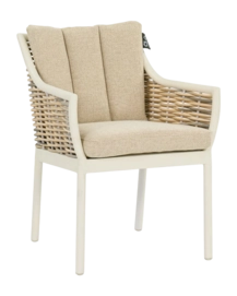 Tuinstoel Applebee Milou Dining Armchair 62 Aluminium Biculair Weaving Oyster Golden Sand