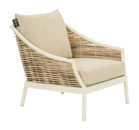 Loungestoel Applebee Milou Lounge Chair 77 Aluminium Biculair Weaving Oyster Golden Sand