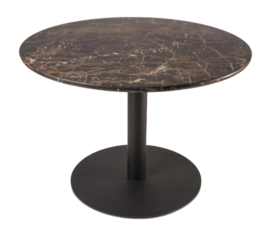 Dining Table POLSPOTTEN Slab Round Marble Look Brown