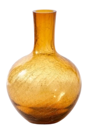 Vase POLSPOTTEN Ball Body Crackled Glass Yellow L 33,8 x 50 cm