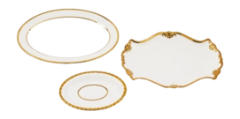 Crockery Set POLSPOTTEN Golden Finds White (Set of 3)
