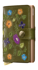 Portemonnee Secrid Miniwallet Stitch Floral Olive