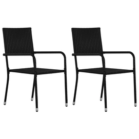 Tuinstoel Vida Poly Rattan Stapelbaar Zwart (2-Delig)
