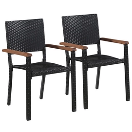 Tuinstoel Vida Poly Rattan Wood Look Zwart (2-Delig)