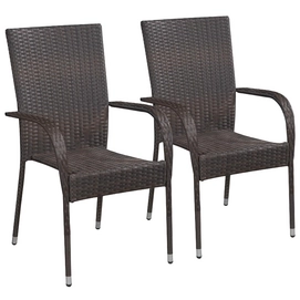 Tuinstoel Vida Stapelbaar Poly Rattan Bruin (2-Delig)