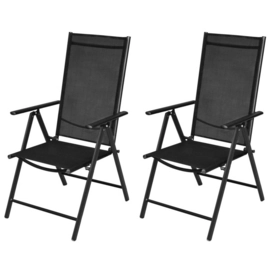 Tuinstoel Vida Inklapbaar Aluminium Textileen Zwart (2-Delig)