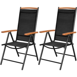 Tuinstoel Vida Inklapbaar Aluminium Textileen Wood Look Zwart (2-Delig)