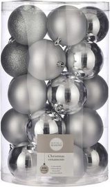 Kerstballen House of Seasons Unbreakable  Zilver 8 cm (25 Stuks)