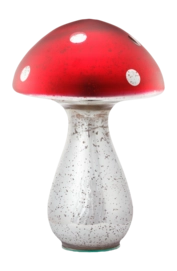 Ornament Pip Studio Mushroom Glass Silver-Red 40 cm