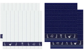 Combiset DDDDD Haru Indigo 2 Keukendoeken + 2 Theedoeken