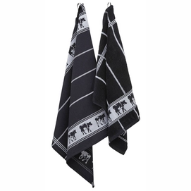 Kombi-Set DDDDD Zwart Bont Black White 1 Küchentuch + 1 Geschirrtuch