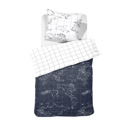 Dekbedovertrek Cinderella Globe Navy Percal
