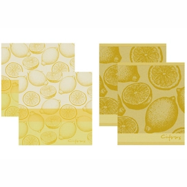Combiset DDDDD Citrus Yellow 2 Keukendoeken + 2 Theedoeken