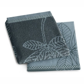Combiset DDDDD Leaves Atlantic Blue 1 Keukendoek + 1 Theedoek