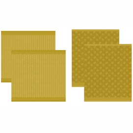 Combiset DDDDD Petals Ochre 2 Keukendoeken + 2 Theedoeken