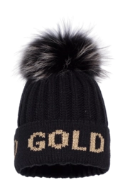 Mütze Goldbergh Hodd Faux Pom Damen Black/Gold