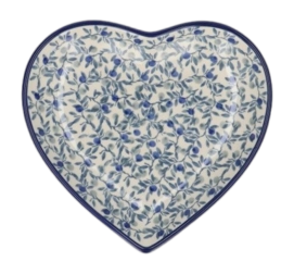 Piatto a forma di cuore in ceramica Bunzlau Castle, Ciotola 18 cm, Blu Oliva