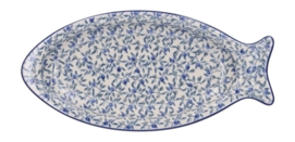 Piatto a forma di pesce Bunzlau Castle, Ciotola 14 x 30 cm, Blu Oliva