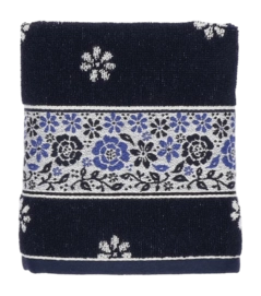 Theedoek Bunzlau Castle Belle Fleur Donkerblauw