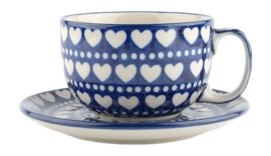 Cup and Dish Bunzlau Castle Blue Valentine (400 ml)