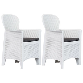 Tuinstoel Vida Met Kussen Rattan-Look Kunststof Wit (2-Delig)
