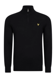 Jumper Lyle & Scott Men Cotton Merino Quarter Zip Jet Black