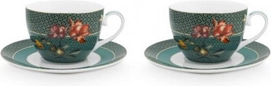 Koffiekop Pip Studio Winter Wonderland Bird Green 280 ml (Set van 2)