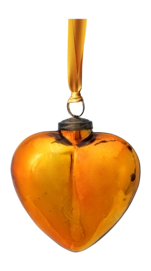 Kerstornament Pip Studio Glass Heart Yellow 12,5 cm