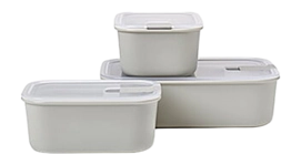 Contenitori per alimenti con coperchio Mepal EasyClip, 0,7 - 1,5 L, Set da 3, Bianco Nordico