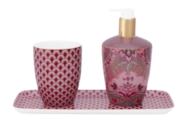 Badkamer accessoireset Pip Studio Kyoto Festival Dark Pink (3-delig)