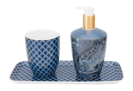 Badkamer accessoireset Pip Studio Kyoto Festival Blue (3-delig)
