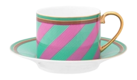 Kaffeebecher & Untertasse Pip Studio Chique Stripes Pink Green 220 ml
