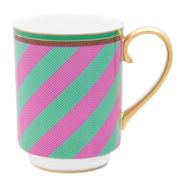 Mug Pip Studio Chique Large Stripes Pink Green 350 ml (Lot de 6)