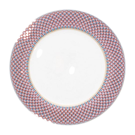 Dinner Plate Set Pip Studio Flower Festival Scallop Red Light Blue 26,5 cm (Set of 4)
