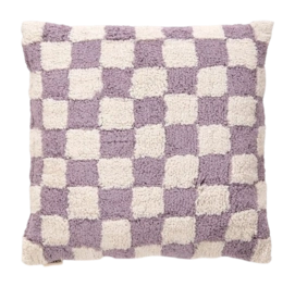 Sierkussen vtwonen Square Lilac-Offwhite Check 50 x 50 cm