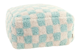 Poef vtwonen Aqua-Offwhite Check 45 x 45 x 25 cm