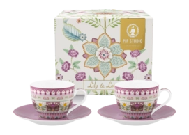 Espressotasse & Untertasse Pip Studio Lily & Lotus Lilac 120 ml (Set von 2)