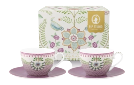 Cup & Saucer Pip Studio Lily & Lotus Lilac 280 ml (Set of 2)
