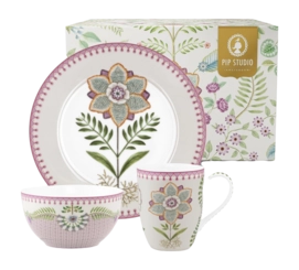 Set de Petit-Déjeuner Pip Studio Lily & Lotus Lilas (Lot de 3)